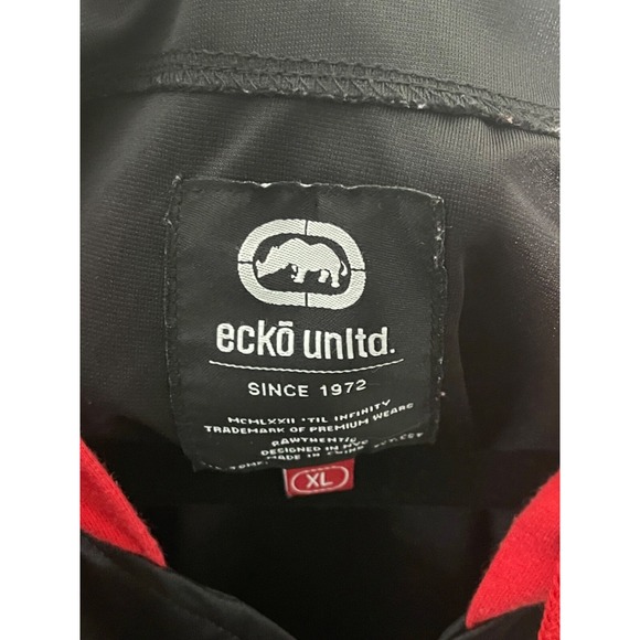 Ecko Unltd Jersey Shirt Men's XL Black Hooded Embroidered Hip Hop Streetwear Y2K - Picture 5 of 5